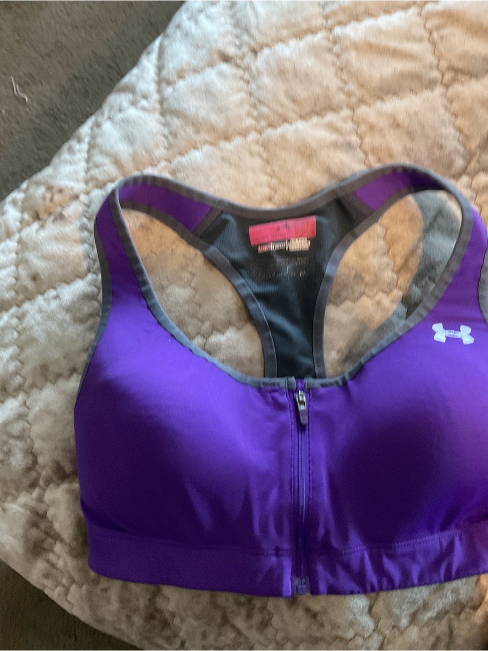 Under Armour Purple Front-Zip Racerback Sports Bra